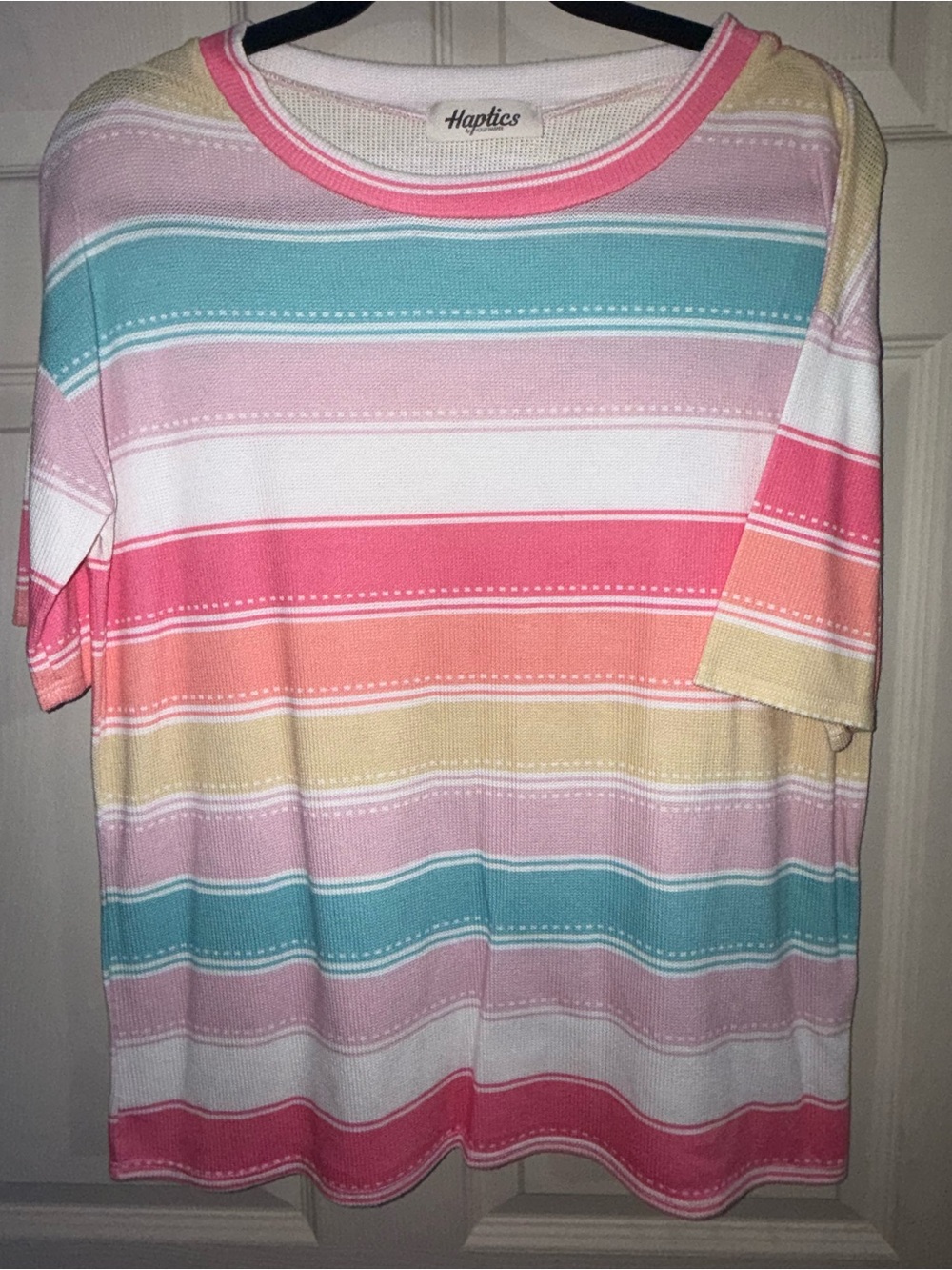 Haptics Pastel Stripe Short Sleeve Tee - Multicolor